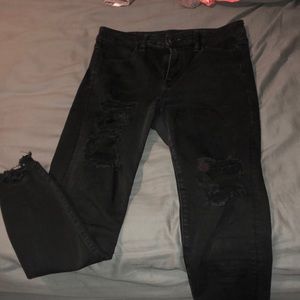 American Eagle Black Ripped Skinny Jeans